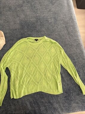 Lightweight Lime Open-Knit Sweater - torrid
